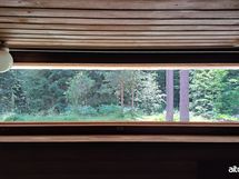 Rauhoittava metsänäkymä saunasta