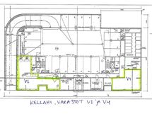 Pohjakuva, kellari, varastot V1 ja V4