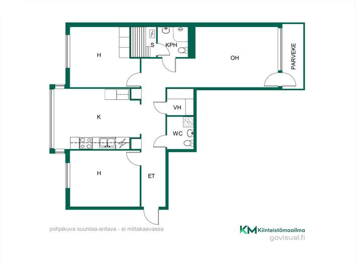 Kerrostalo, 3h,k,kph,s,erill.wc,vh,lasit,parv, 74 m², Kruununhaka - Näkymä 3