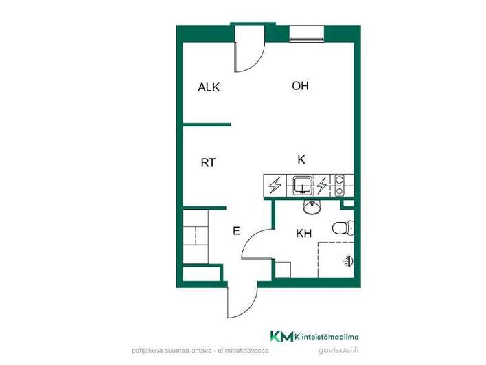 Kerrostalo, 1h, alk, kph, kph/wc, p, 28 m², Takahuhti - Ansicht 3