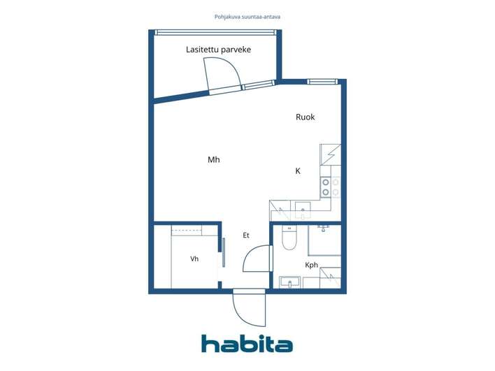 Kerrostalo, 1h, avo, kph, vh, p, 29,5 m², Postipuisto - View 2