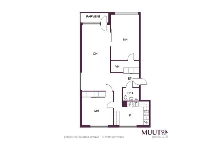 Kerrostalo, 3h, k, kph/wc, vh, parveke, 83 m², Kaleva - Ansicht 2