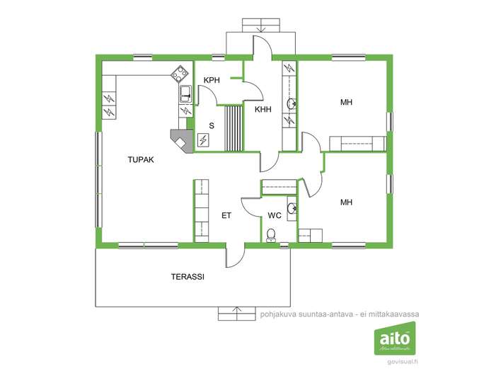 Omakotitalo, Oh, k, 2mh, kph, khh, wc, s + rantasauna + talousrakennus, 100/108 m², Mäntyharju – pohled 3
