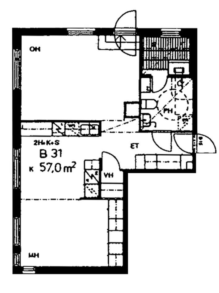 Kerrostalo, 2H+K+S, 57 m², Kivikko - Näkymä 2