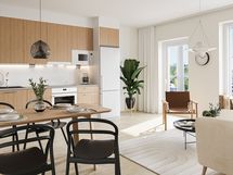 Asunto A41 keittiö. Taiteilijan näkemys.