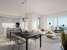 Duo-kodit 125,5 m² | 5H+KT+S | Visualisointi | Näkymä vaihtelee kerroksittain
