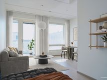 Virtuaalistailattu olohuone ja ruokailutila