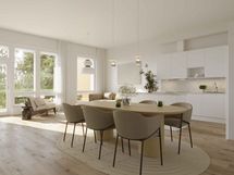Visualisointikuvassa taiteilijan näkemys 94 m2 asunnosta