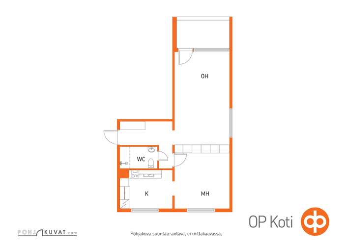 Kerrostalo, 2h+k+kph, 56,5 m², Uppa - View 2