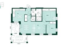 Asunnon pohjapiirros: 76 m², 3-4h+kt+khh+s