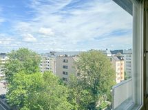 Keittiön ja makuuhuoneen ikkunat ovat idän suuntaan. Näkymä mukavan avoin.