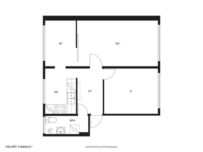 Kerrostalo, 2h+kk+kph, 52 m², Välivainio – pohled 2