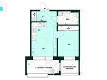 Kodin pohjapiirros (2h+kt, 37,5 m²)