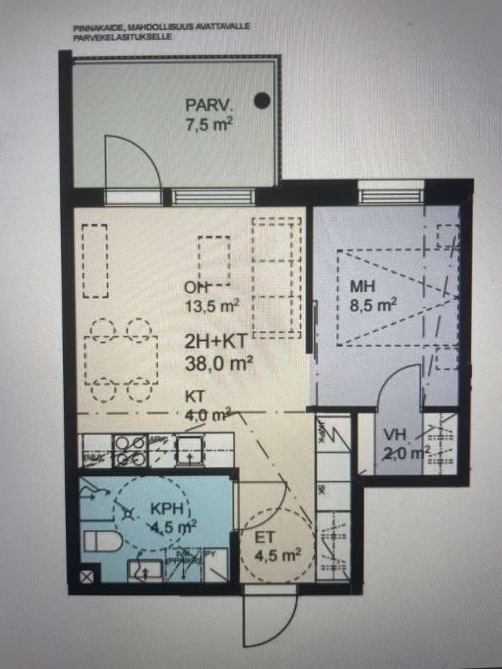 Kerrostalo, 2h + avok + p, 38 m², Välivainio, Oulu