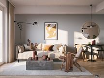 Visualisointikuvassa taiteilijan näkemys aiemmin toteutetusta kohteesta.