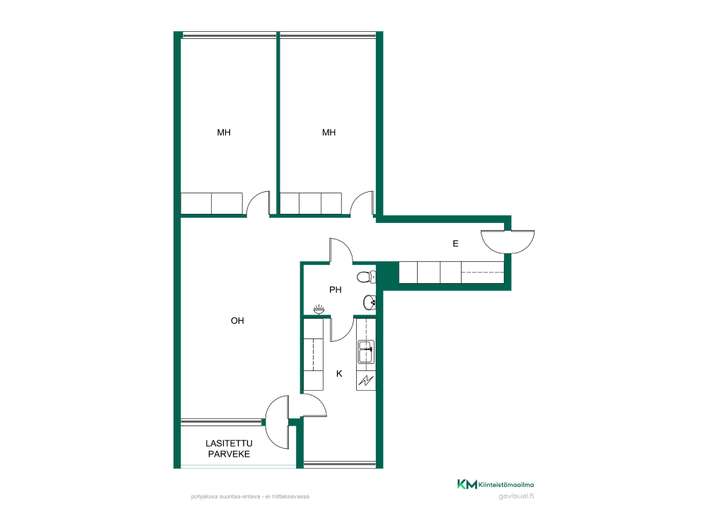 Kerrostalo, 3 h, k, kph, las p, 73 m², Keskusta - View 3