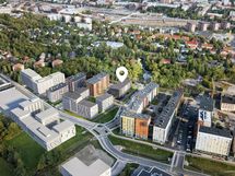 Luonnoskuva ilmasta Pukkilaan rakentuvasta uudesta asuinalueesta