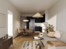 Asunto A19, 2h+kt, 44,0 m2, olohuone, taiteilijan näkemys