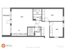 Pohjakuva. Läpitalon päätyasunto.