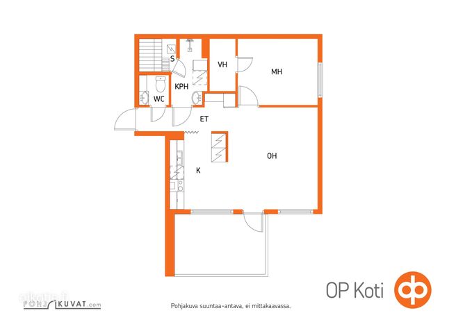 Kerrostalo, 2h, k, kph, s, wc, vh. Lasitettu parveke, 50 m², Kouvola - Näkymä 2