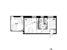 Pohja 48,5m2;suuntaa antava, ei mittakaavassa