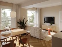 Asunto A23, 2-3h+kt, 47,5m2, olohuone, taiteilijan näkemys