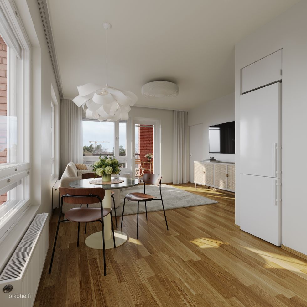 A36, 2h+kt, 43,0 m2, olohuone, taiteilijan näkemys