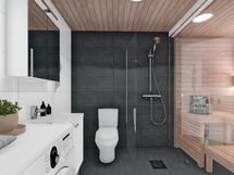 Pesuhuone, musta+kiiltävä valkoinen (havainnekuva)