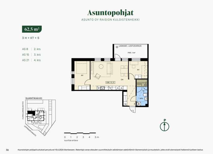 Kerrostalo, 3h+kt+s, 62,5 m², Raisio - Näkymä 2