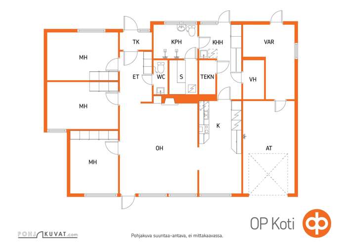 Omakotitalo, 4h, k, kph, s, khh, wc, vh, 119,5/173,0 m², Harapainen – pohled 2