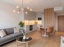 Viitteellinen kuva 41,5 m2 asunnosta. Kuva voi sisältää lisähintaisia materiaaleja.