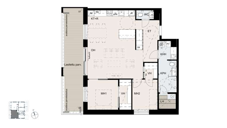 Kerrostalo, 3h+kt+s, 82 m², Ranta-Tampella – pohled 2