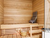 Sauna pilarikiukaalla kaukosäädettävä