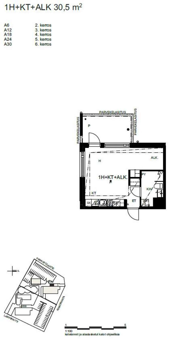 Kerrostalo, 1H+KT+ALK, 30,5 m², Kinkomaa - Näkymä 3
