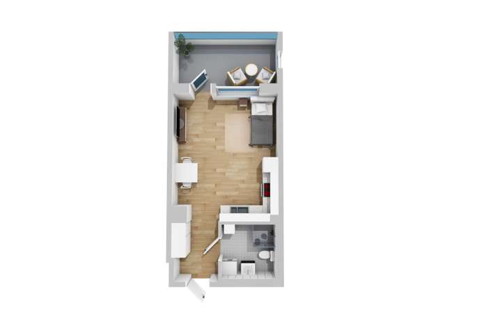 Kerrostalo, 1h+kt, 30,5 m², Pöytäalho - Näkymä 4