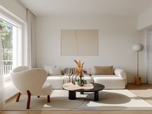 Olohuone keskimmäisessä kerroksessa.