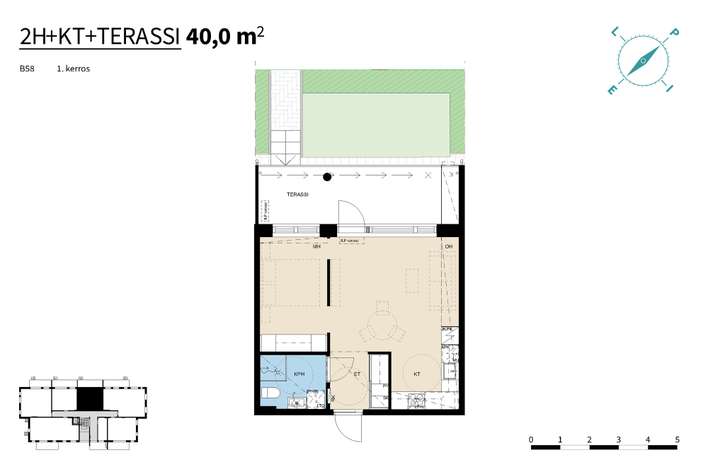 Kerrostalo, 2h+kt, 40 m², Lielahti - Näkymä 2