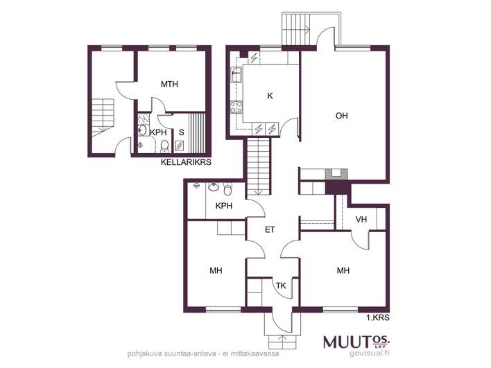 Rivitalo, 3h, k, khh, 2kph/wc, s, vh, 102 m², Harjuniitty - Näkymä 3