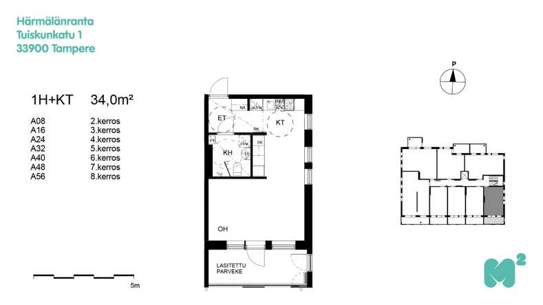 Kerrostalo, 1H+KT, 34 m², Härmälä – pohled 2