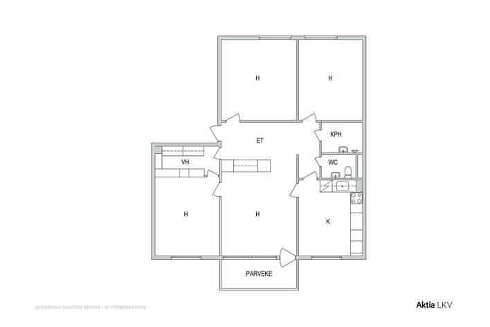 Kerrostalo, 4h,k,p (lasitettu), 91,4 m², Pohjois-Haaga – pohled 2