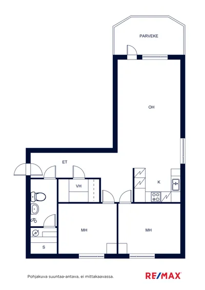 Kerrostalo, oloh-avokeittiö, 2 mh, pesutila/wc, sauna, eteinen, vaatehuone ja lasitettu parveke, 74 m², Koivukylä - View 2