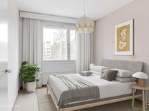 virtuaalikalustekuva makuuhuoneesta