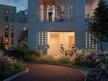 Visualisointikuva Helsingin Renatan talosaunan vilvoitteluterassilta.