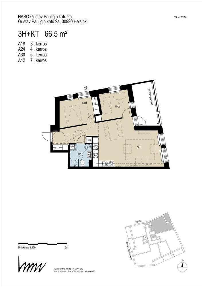 Kerrostalo, 3h+kt, 66,5 m², Aurinkolahti - Näkymä 3