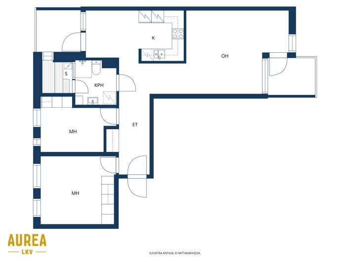 Kerrostalo, 3h, k, s, 71,5 m², Keskusta - Näkymä 2