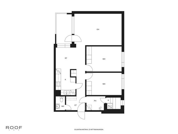 Kerrostalo, 2mh, oh, k, wc, kph, s,, 76,5 m², Lehtomäki – pohled 3