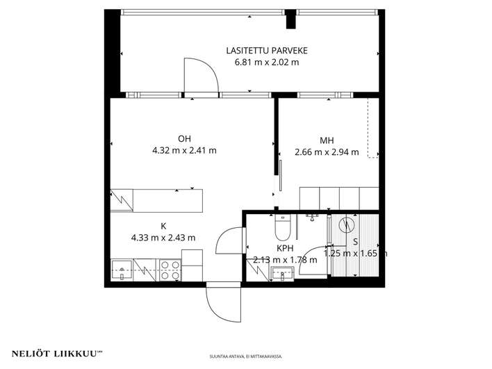 Kerrostalo, 2h+kt+s+parveke, 34,5 m², Nuijala - Näkymä 2