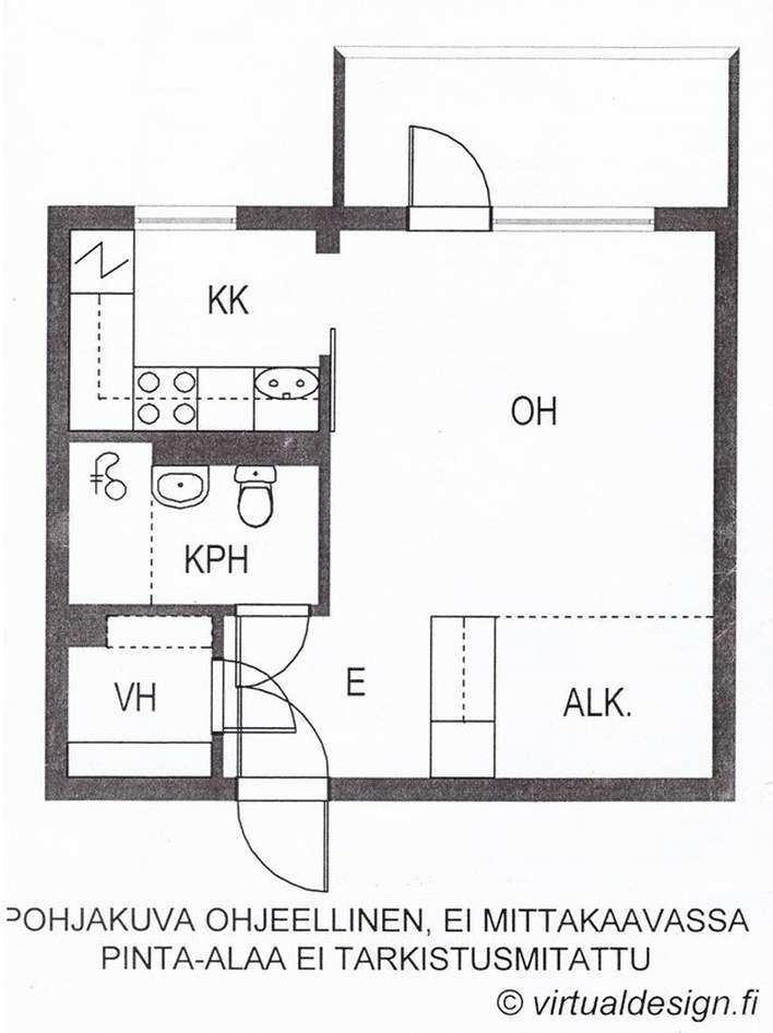 Kerrostalo, 1h + k + parveke/terassi, 32 m², Rypysuo, Kuopio