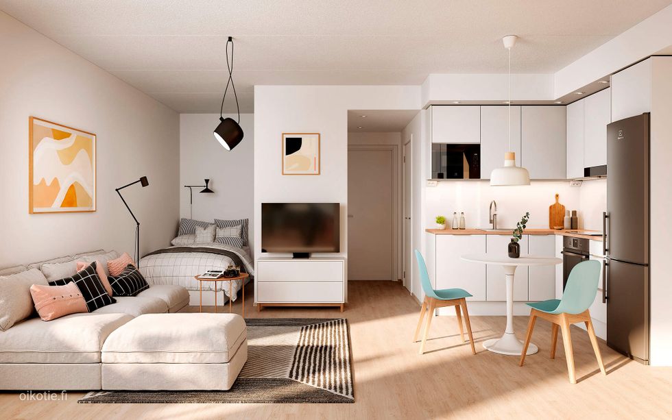 Visualisointi Renatan kodista C 42 ja C 49, 1h+kt+alk, 30,5 m²