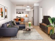 Visualisointikuva Renatan asunnosta A 5, A 10, A 15 ja A 20,  2h+kt+s, 49,5 m²